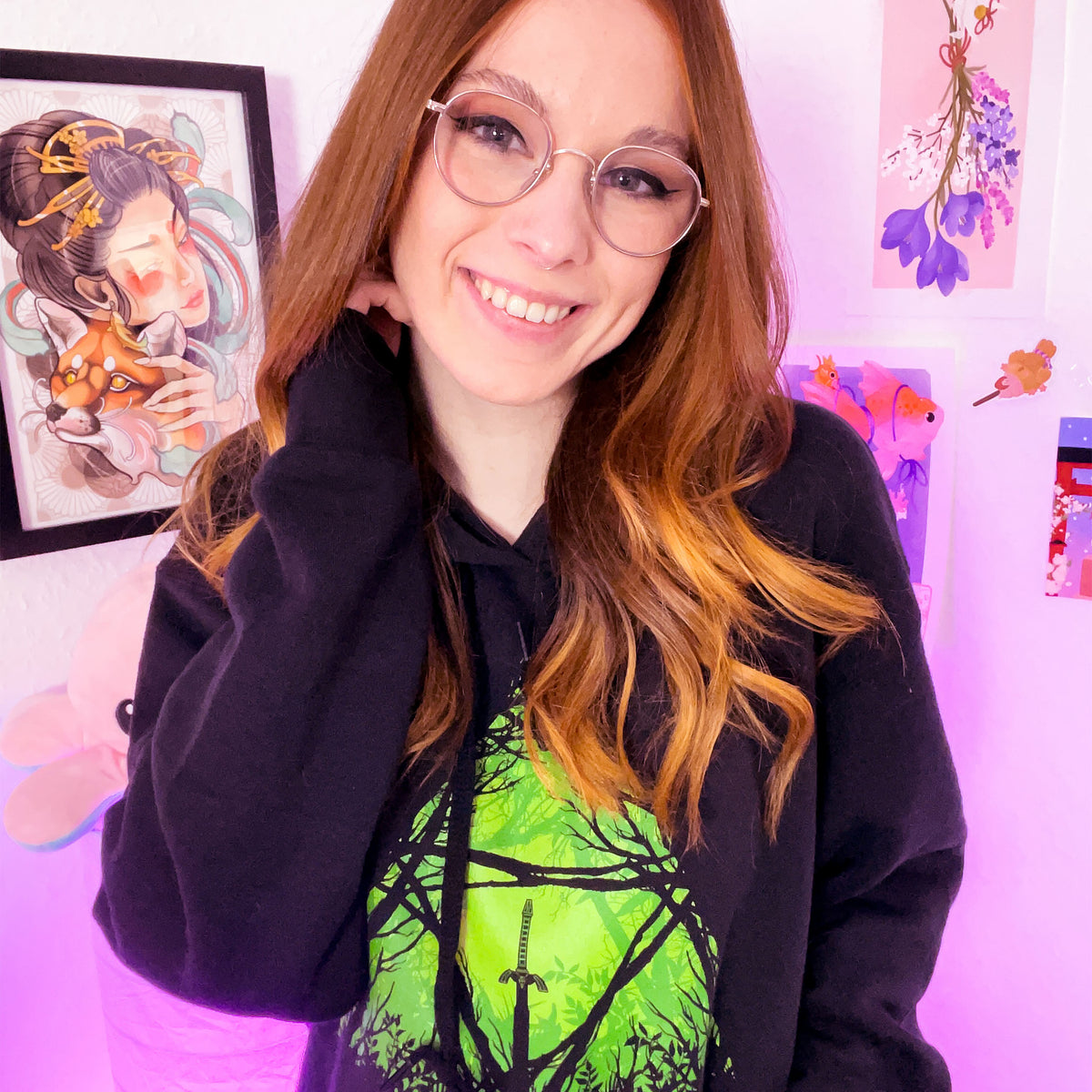 Productafbeelding Master Sword in het bos hoodie voor Zelda fans zwart