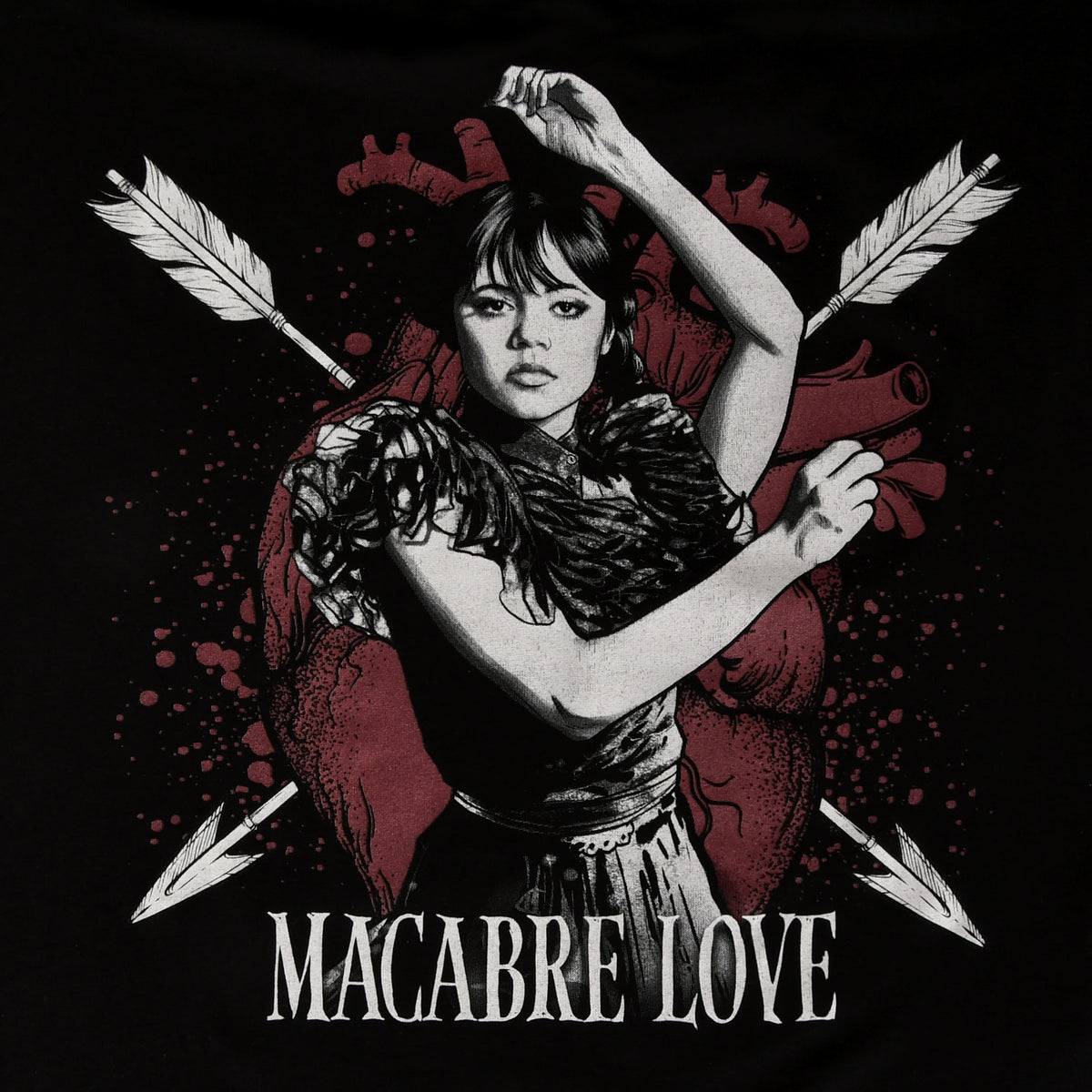 Productafbeelding Wednesday - Macabere Liefde T-shirt met Vlindermouwen