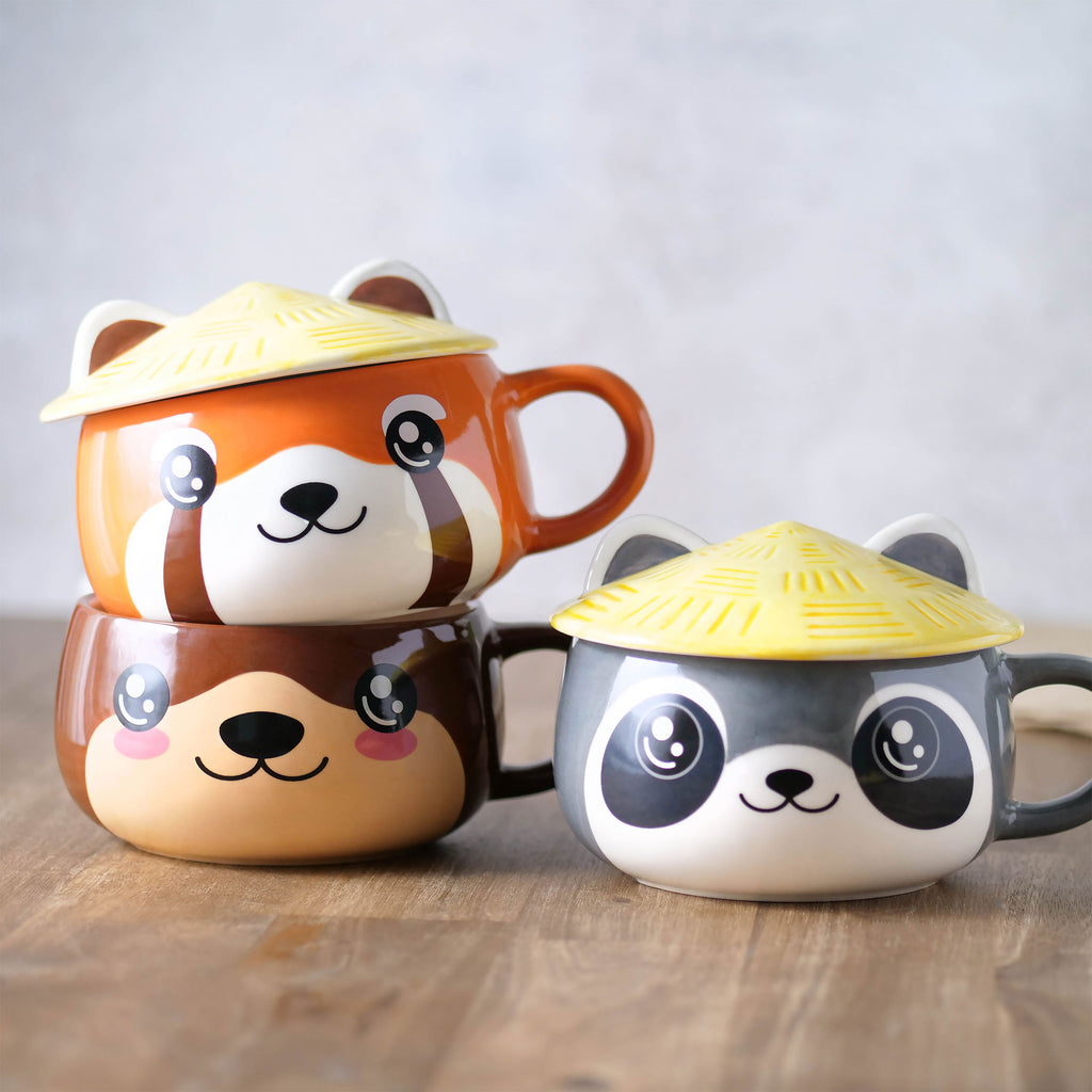 Produktbild Roter Panda Kawaii Tasse mit Deckel für Anime Fans