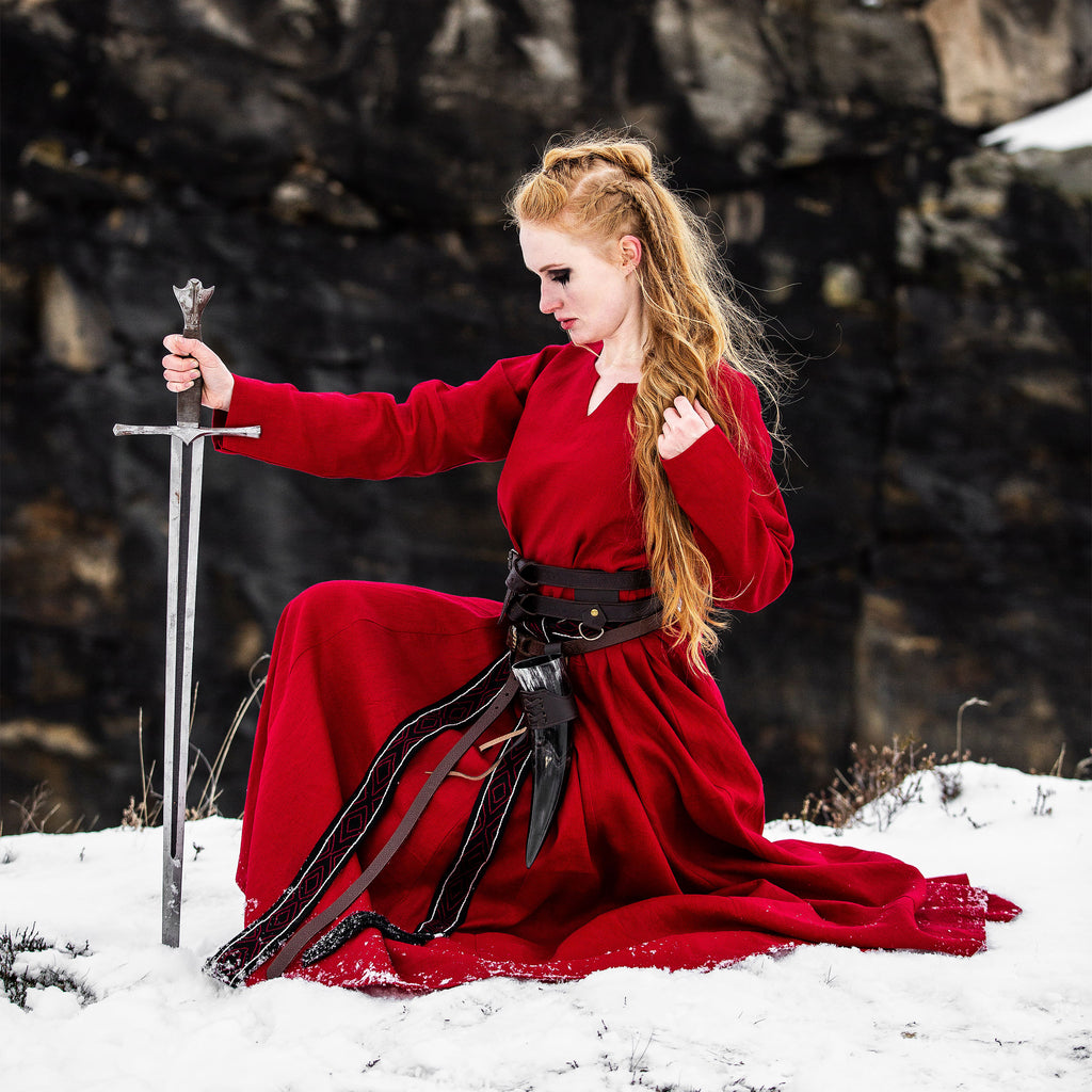 Produktbild Mittelalter Kleid Leinen rot