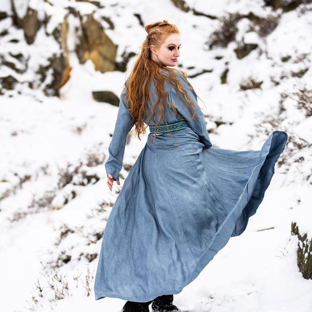 Productafbeelding Middeleeuwse Jurk Linnen Blauw