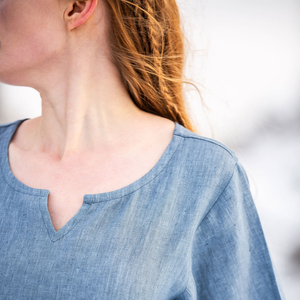 Produktbild Mittelalter Kleid Leinen blau
