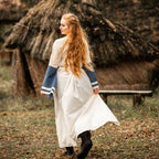 Image produit Robe médiévale avec manches trompette bleu-naturel