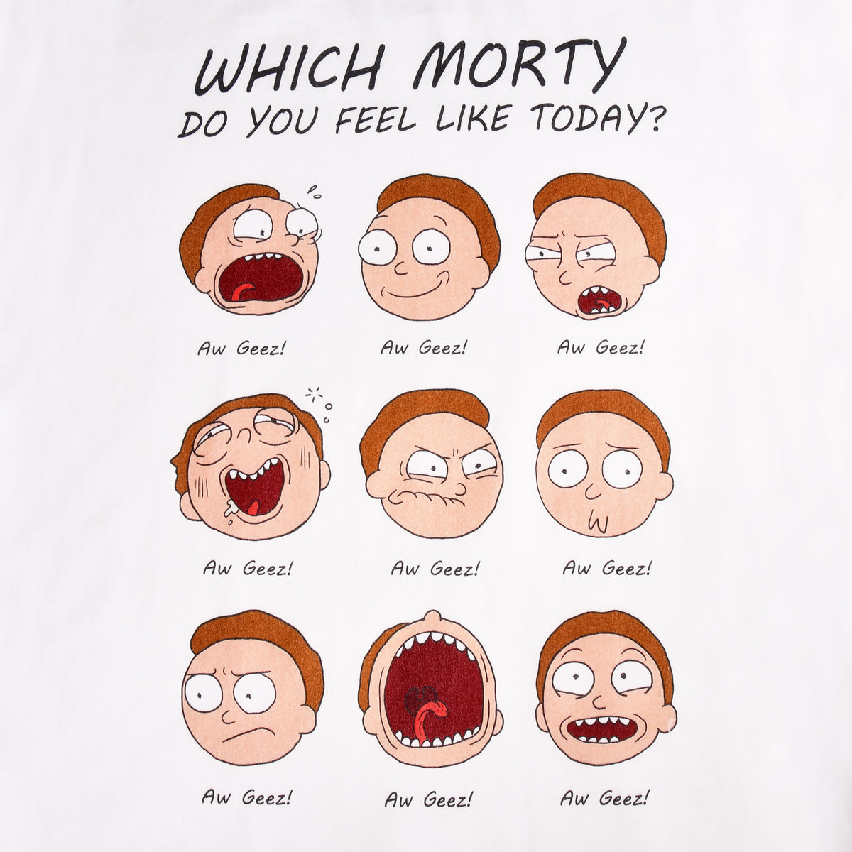 Productafbeelding Rick en Morty - Emotie van Morty wit T-shirt