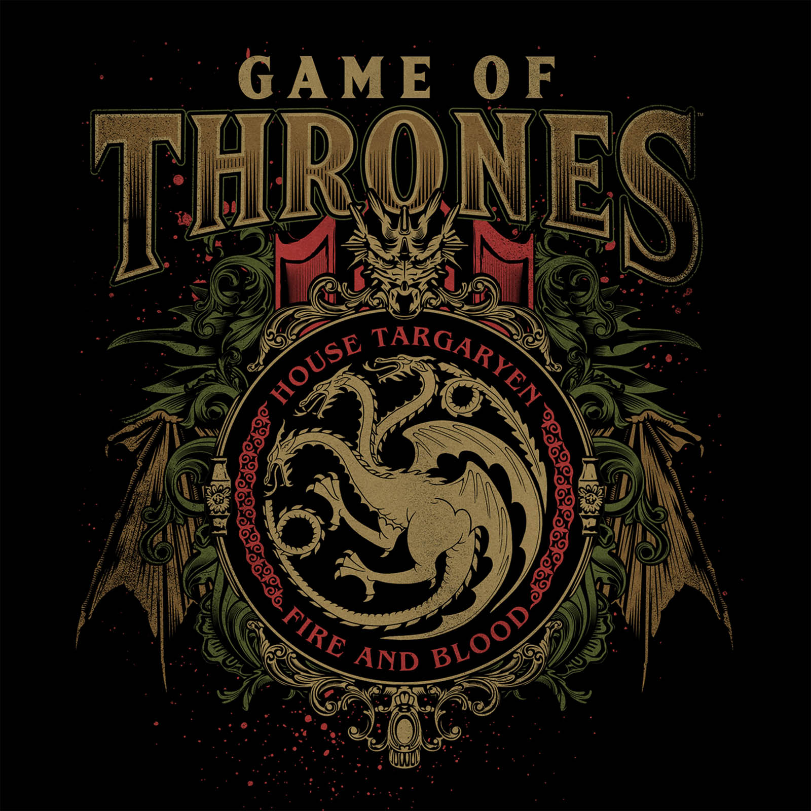 Productafbeelding Game of Thrones - Targaryen Ornamenten T-Shirt Zwart