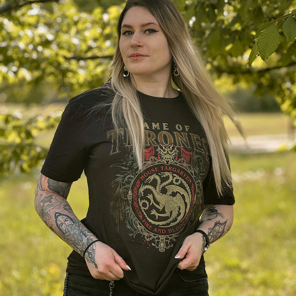 Productafbeelding Game of Thrones - Targaryen Ornamenten T-Shirt Zwart