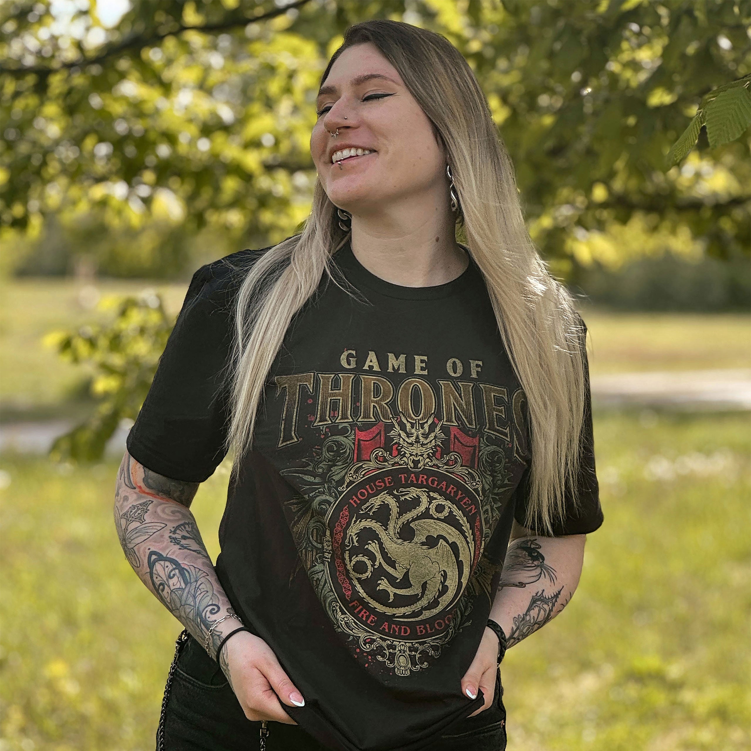 Productafbeelding Game of Thrones - Targaryen Ornamenten T-Shirt Zwart
