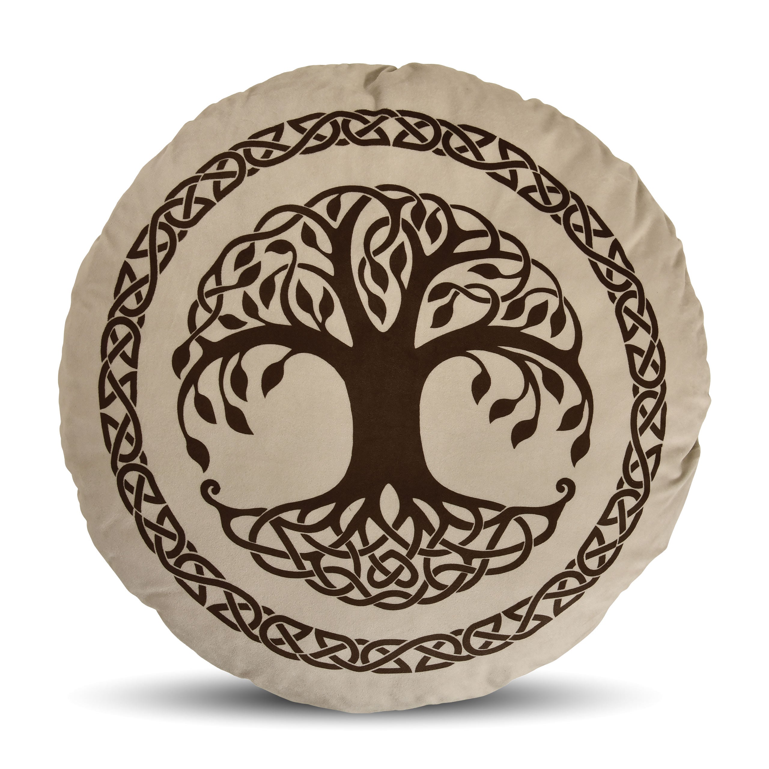 Productafbeelding Hoe Tem Je Een Draak - Kussen met Yggdrasil-wereldboom-symbool bruin