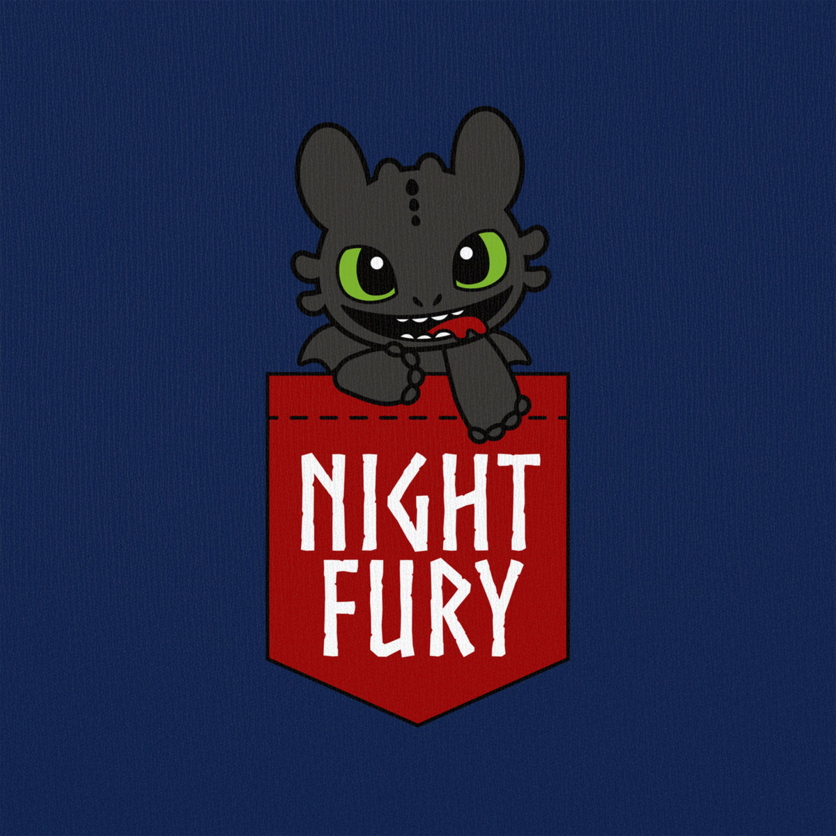 Productafbeelding Hoe Tem Je Een Draak - Night Fury Pocket T-Shirt blauw