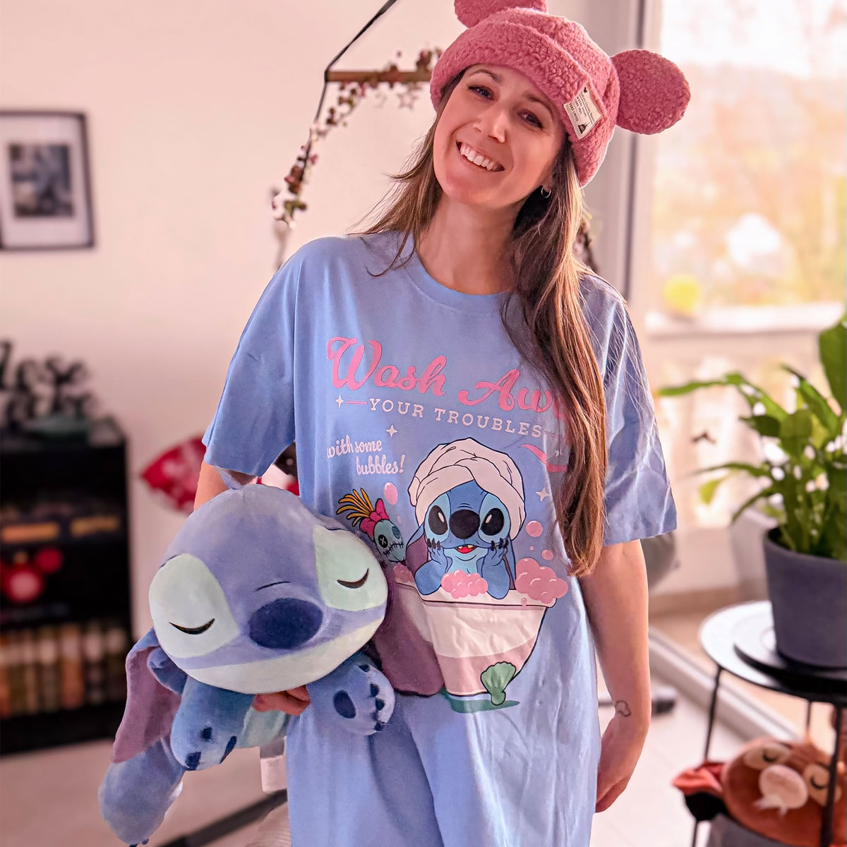 Image produit Stitch Wash Away T-shirt long bleu - Lilo & Stitch