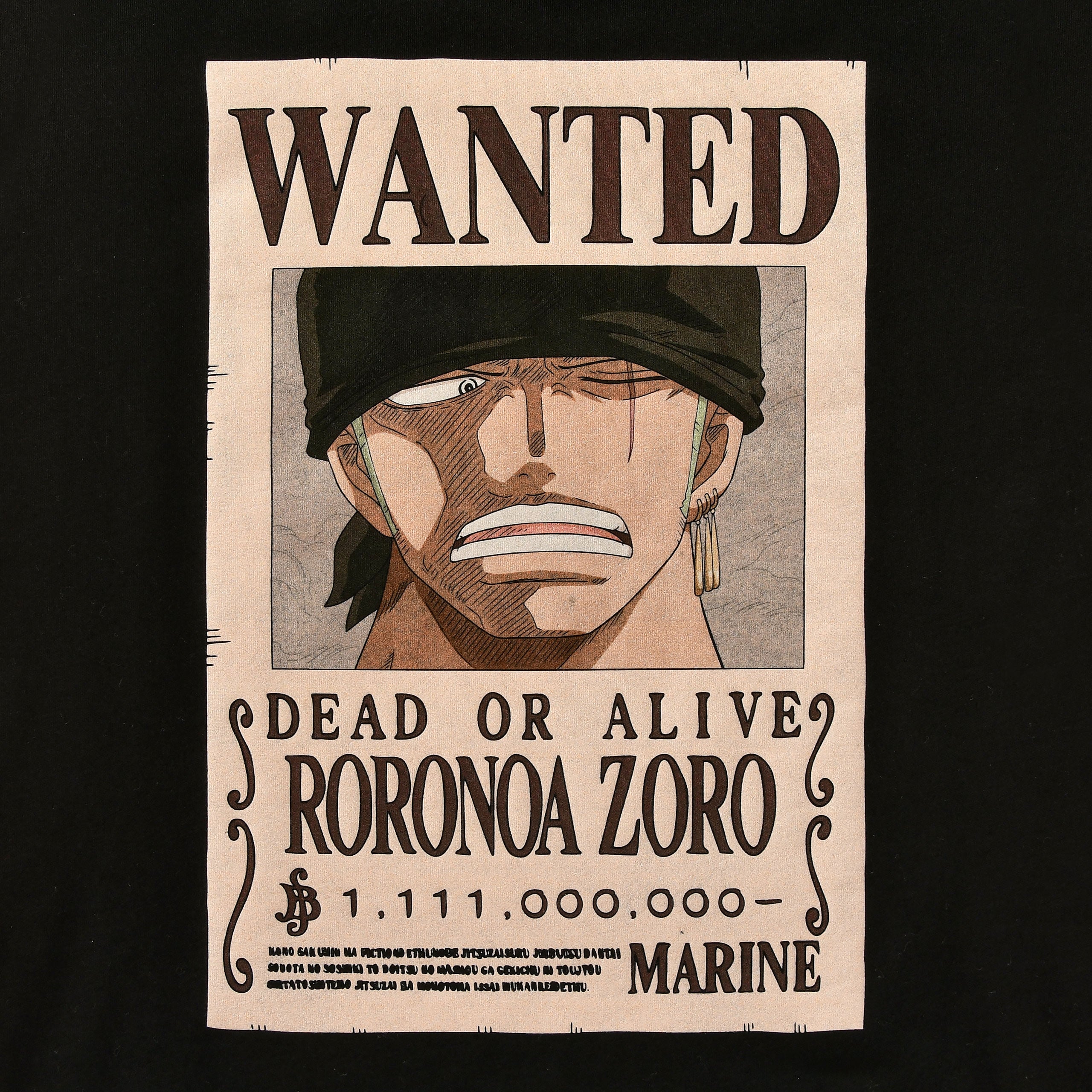 Image produit One Piece - T-shirt Roronoa Zoro Wanted noir