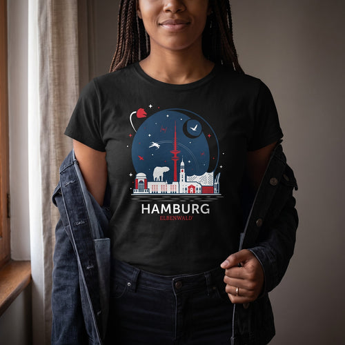 Image produit T-shirt Elbenwald à Hambourg Skyline noir