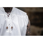 Productafbeelding Middeleeuws staande kraag vetershirt Louis mouwloos wit