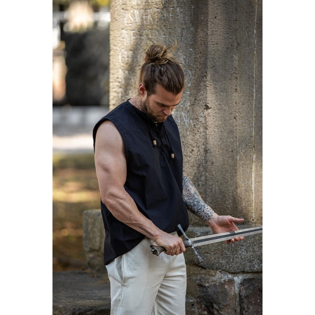 Image produit Chemise médiévale à lacets Jean sans manches noire