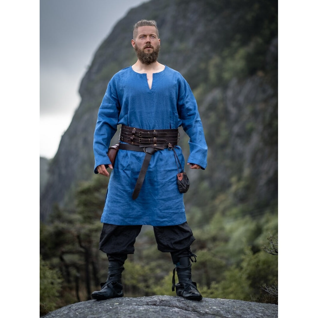 Image produit Tunique médiévale en lin Halvar bleu