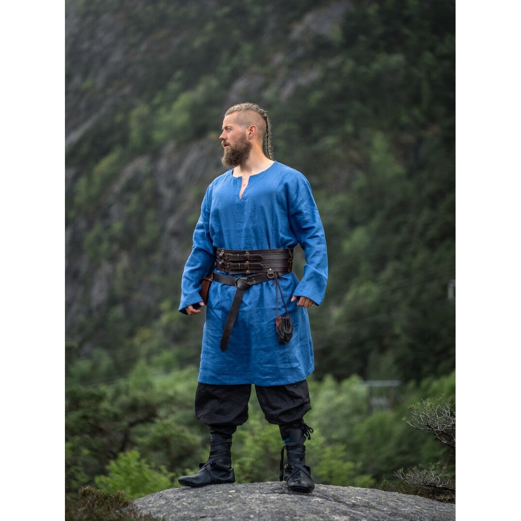 Image produit Tunique médiévale en lin Halvar bleu