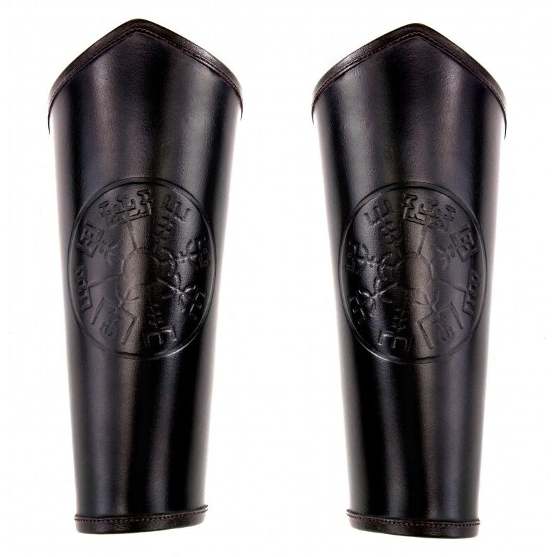 Image produit Brassard médiéval en cuir Ottar avec embossage Vegvisir noir