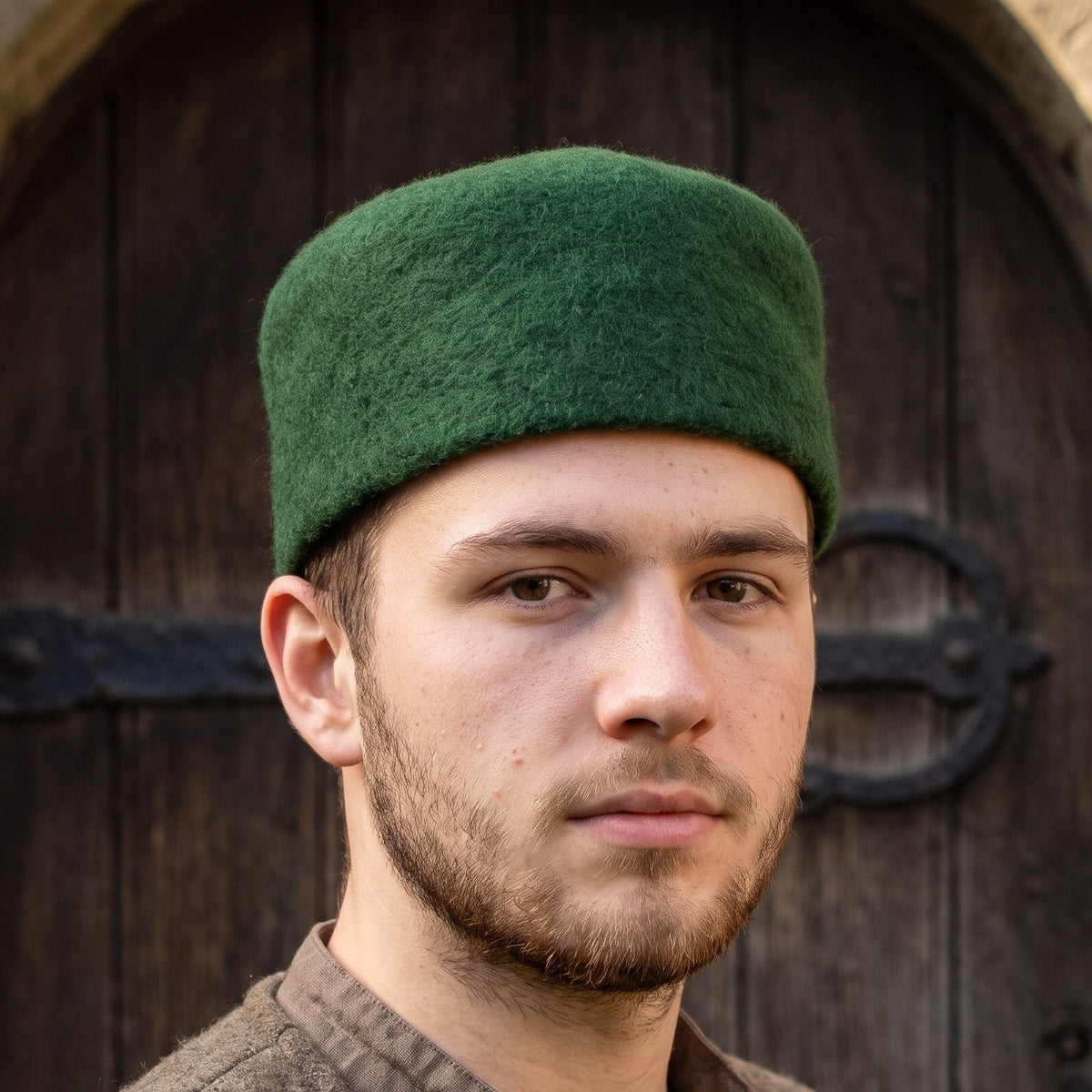 Image produit Casquette médiévale en feutre de laine Hans vert