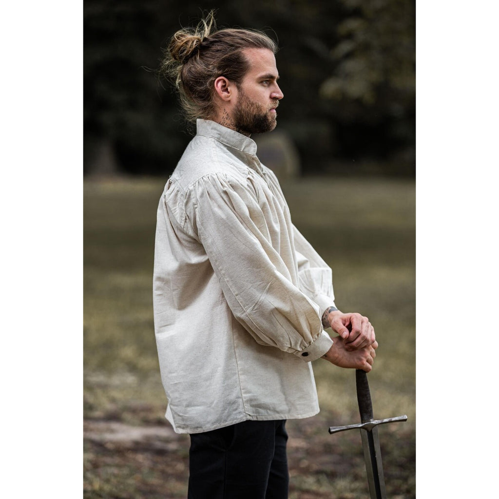 Image produit Chemise médiévale à col officier lacée Bruno beige