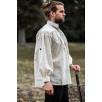 Image produit Chemise médiévale à col officier lacée Bruno beige