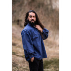 Productafbeelding Middeleeuws staande kraag vetershirt Friedrich blauw