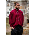 Image produit Chemise médiévale à col montant lacée Friedrich rouge bordeaux