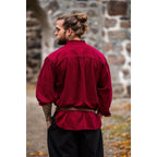 Image produit Chemise médiévale à col montant lacée Friedrich rouge bordeaux