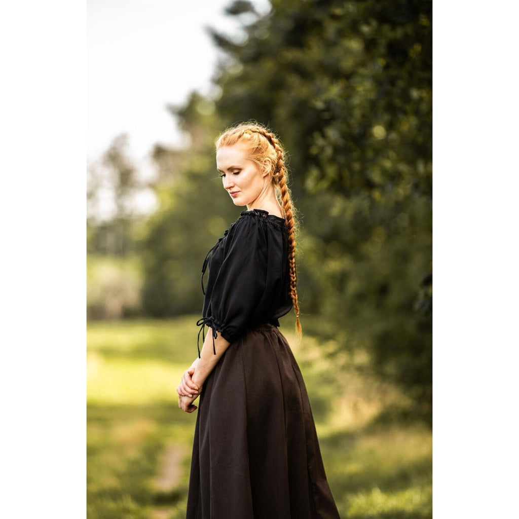 Productafbeelding Middeleeuwse blouse met korte mouwen Vera zwart