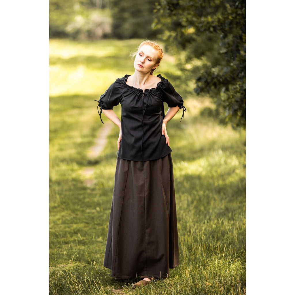Productafbeelding Middeleeuwse blouse met korte mouwen Vera zwart