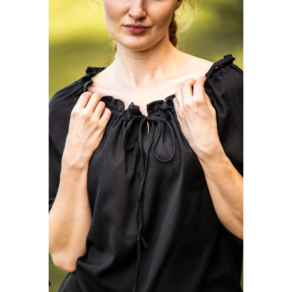 Productafbeelding Middeleeuwse blouse met korte mouwen Vera zwart