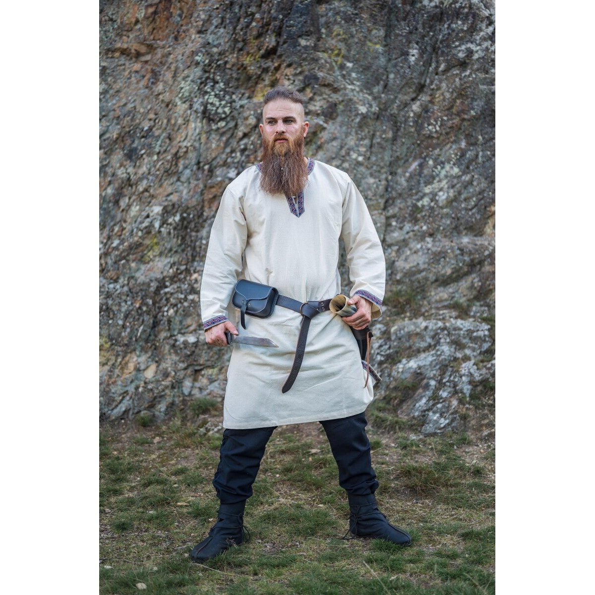 Produktbild Mittelalter Tunika mit Bordüre Halvor beige