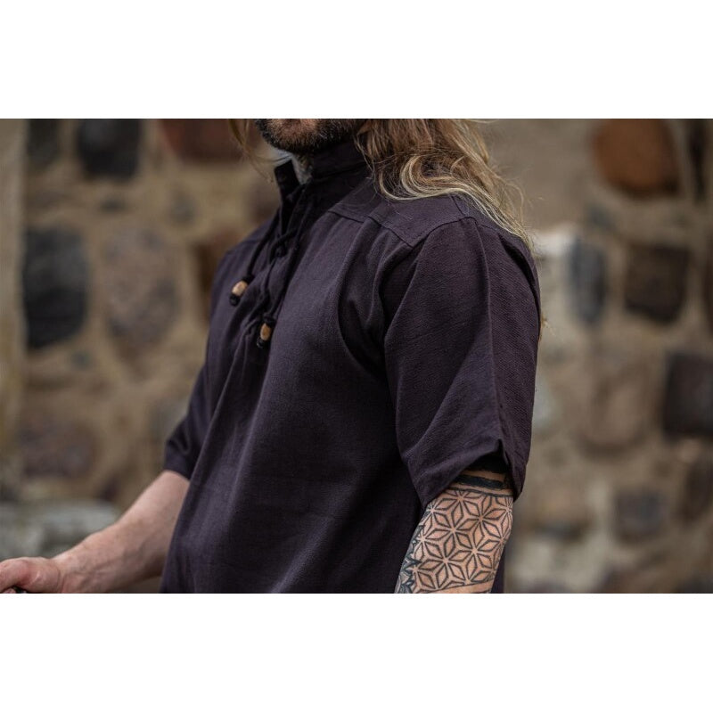 Image produit Chemise médiévale Erik manches courtes marron