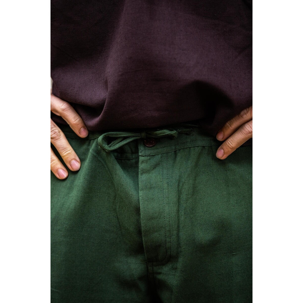 Image produit Pantalon médiéval Linhart avec laçage à la taille vert