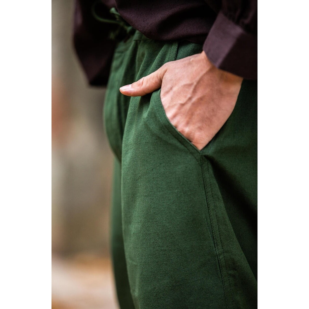 Image produit Pantalon médiéval Linhart avec laçage à la taille vert