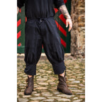 Image produit Pantalon médiéval court Laurence avec laçage de bas de jambe noir