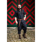 Image produit Pantalon médiéval court Laurence avec laçage de bas de jambe noir