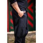 Image produit Pantalon médiéval court Laurence avec laçage de bas de jambe noir