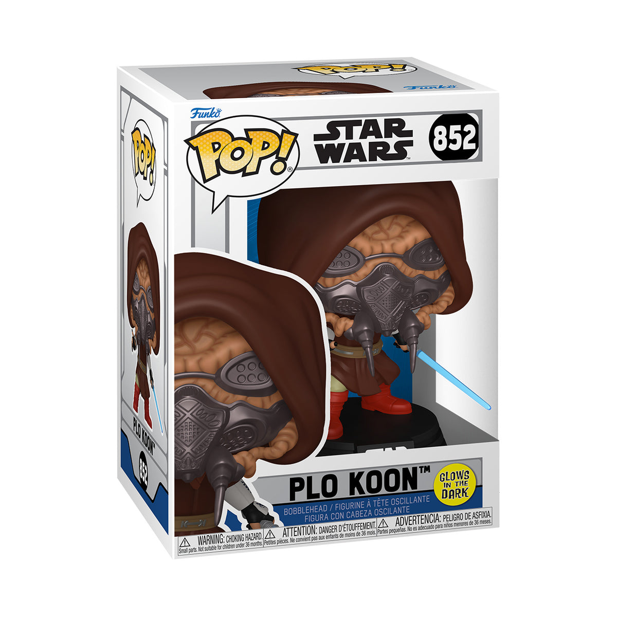 Image produit Star Wars – Figurine Funko Pop Plo Koon Glow in the Dark à tête oscillante