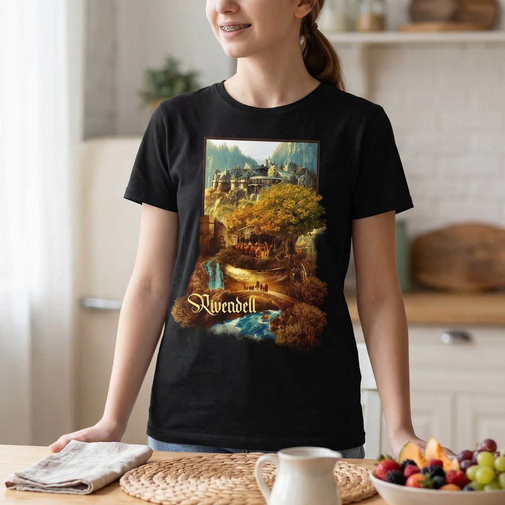 Productafbeelding Rivendel T-shirt zwart - In de Ban van de Ring