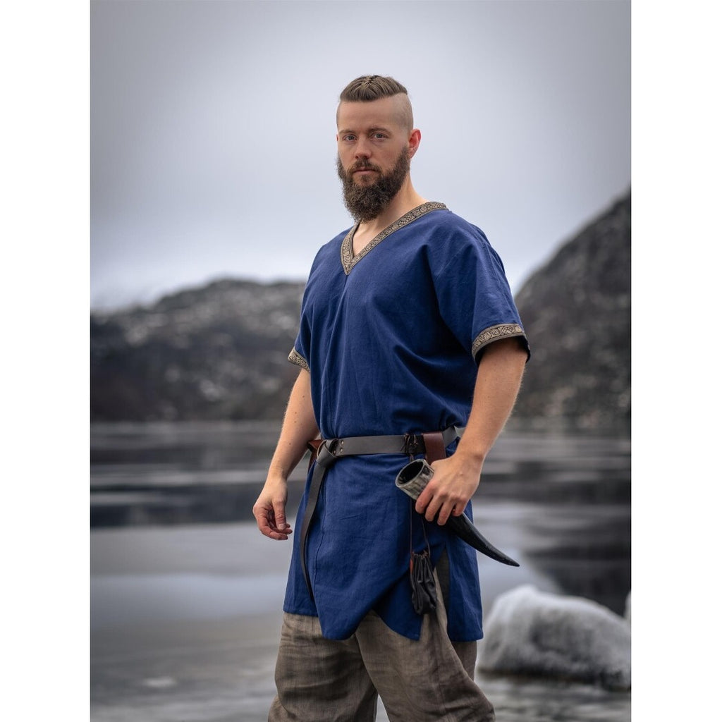 Productafbeelding Middeleeuwse Loki tuniek met korte mouwen blauw