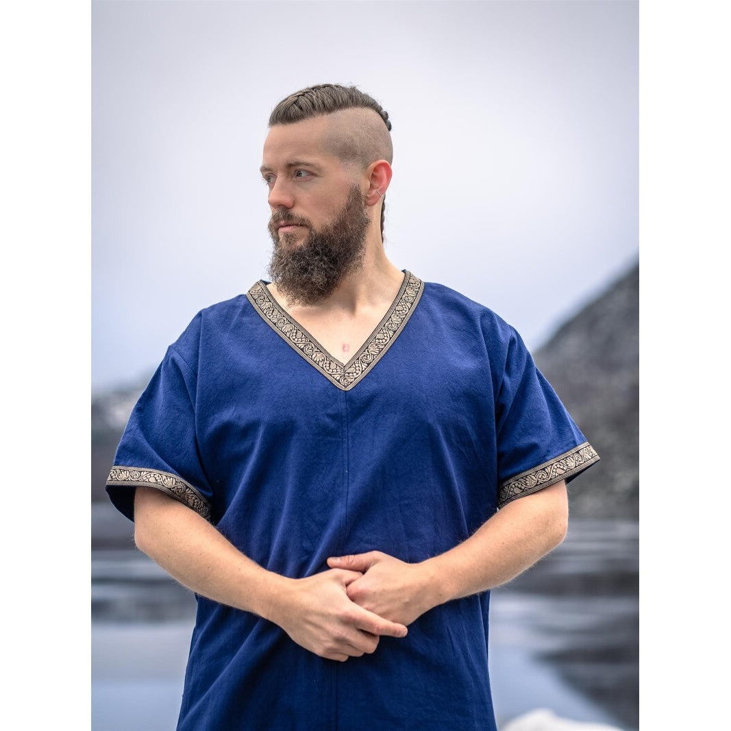 Productafbeelding Middeleeuwse Loki tuniek met korte mouwen blauw