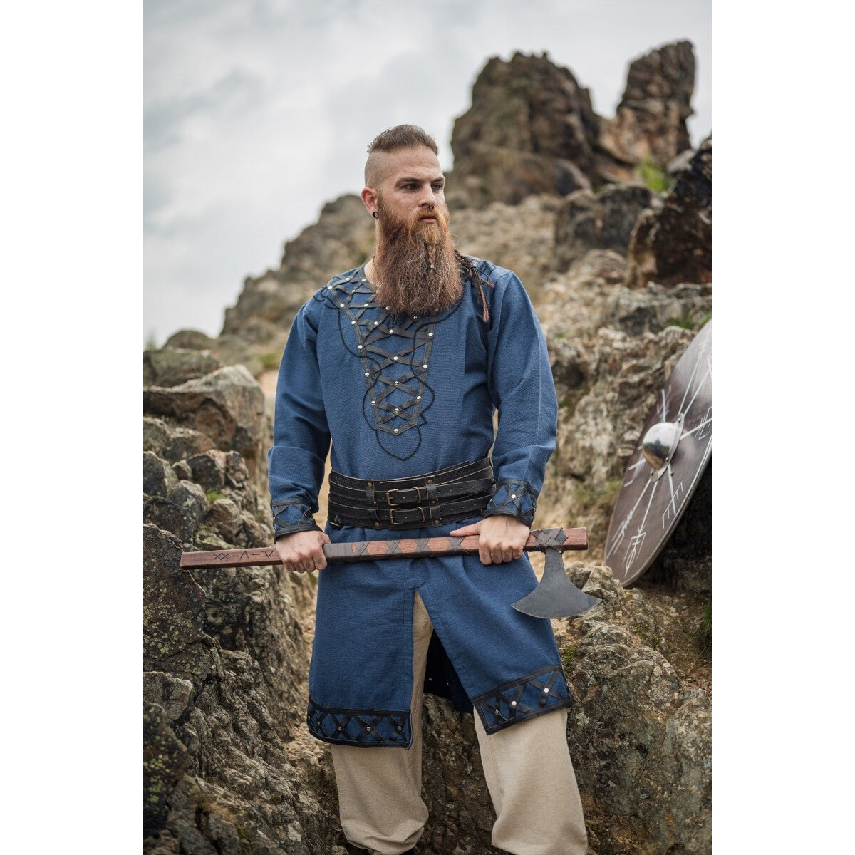 Productafbeelding Middeleeuwse Viking tuniek Erik donkerblauw