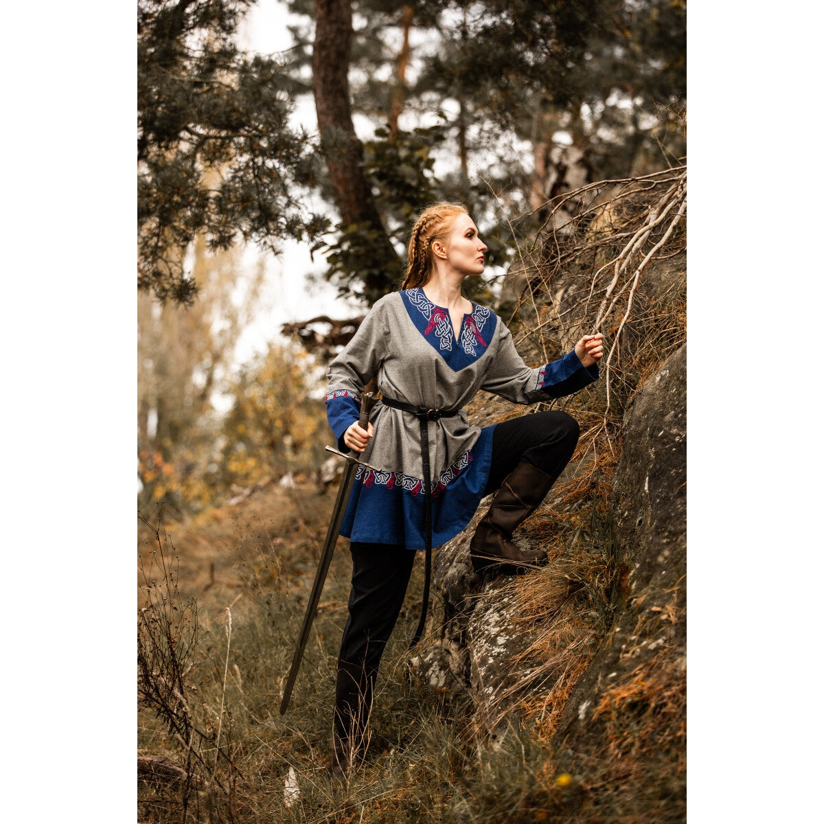 Productafbeelding Middeleeuwse Viking tuniek Freydis grijs