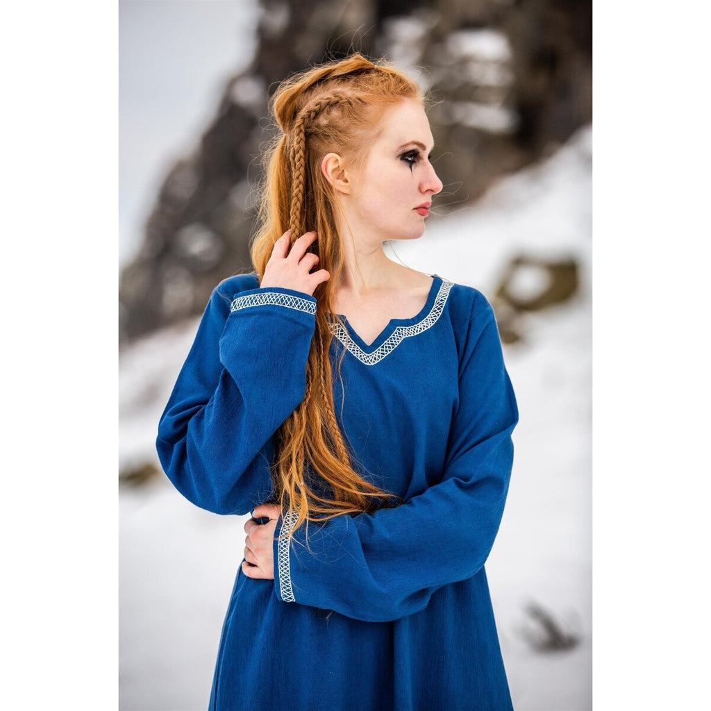 Productafbeelding Middeleeuwse Viking jurk Brigida blauw