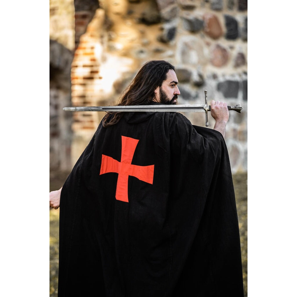 Productafbeelding Middeleeuwse mantel van de Tempeliers Arnulf zwart-rood