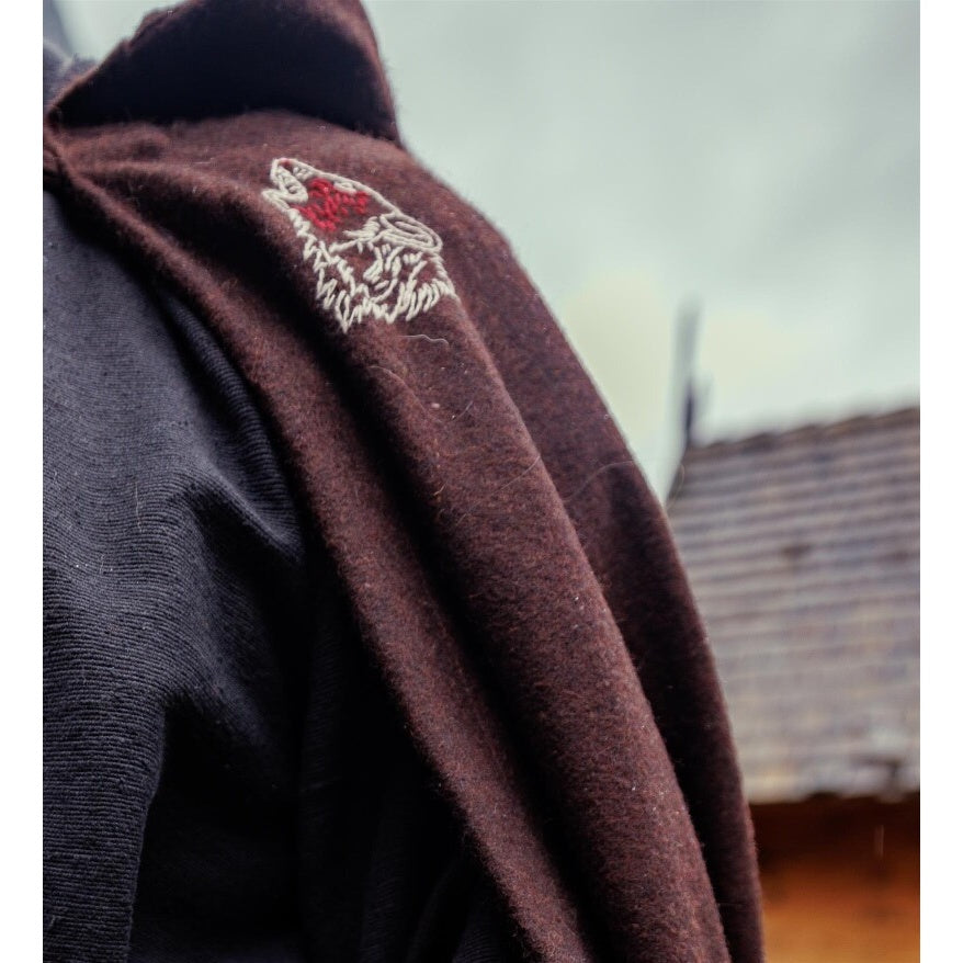 Image produit Cape Viking médiévale Alpha avec broderie loup marron