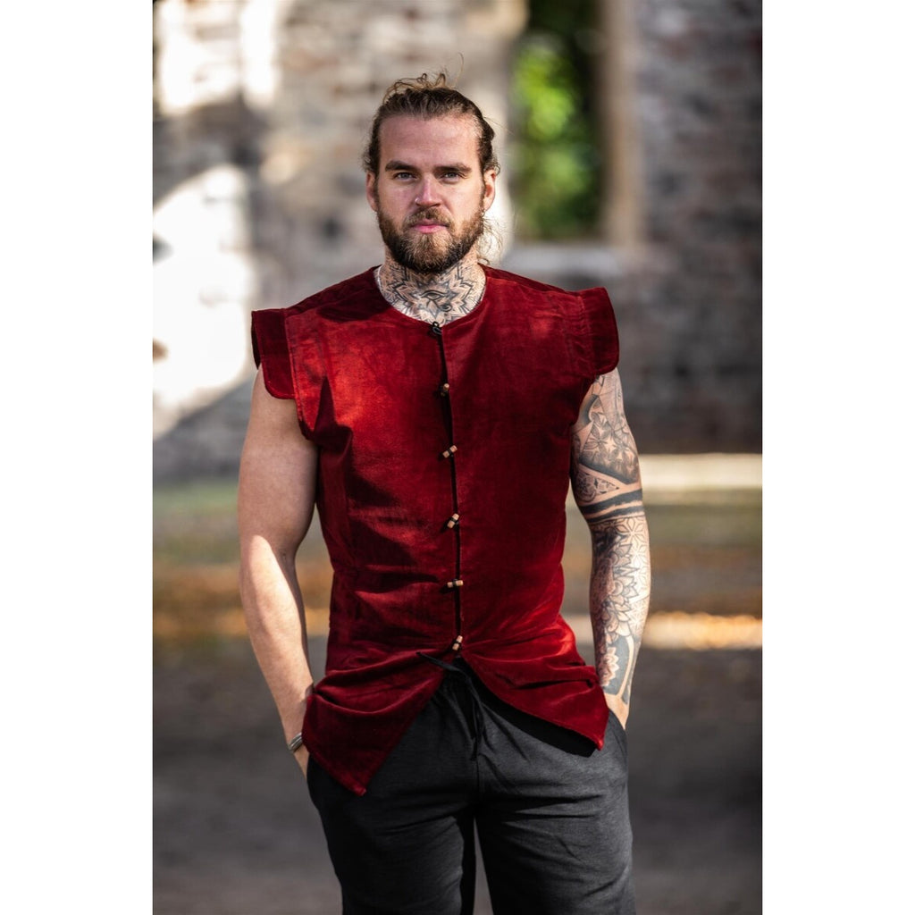 Image produit Pourpoint Médiéval Matelassé en Velours Heinrich Rouge