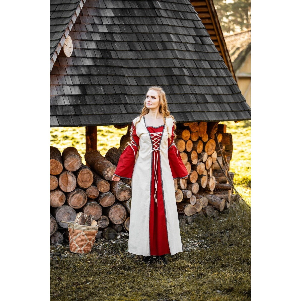 Image produit Robe médiévale Amalia beige-rouge