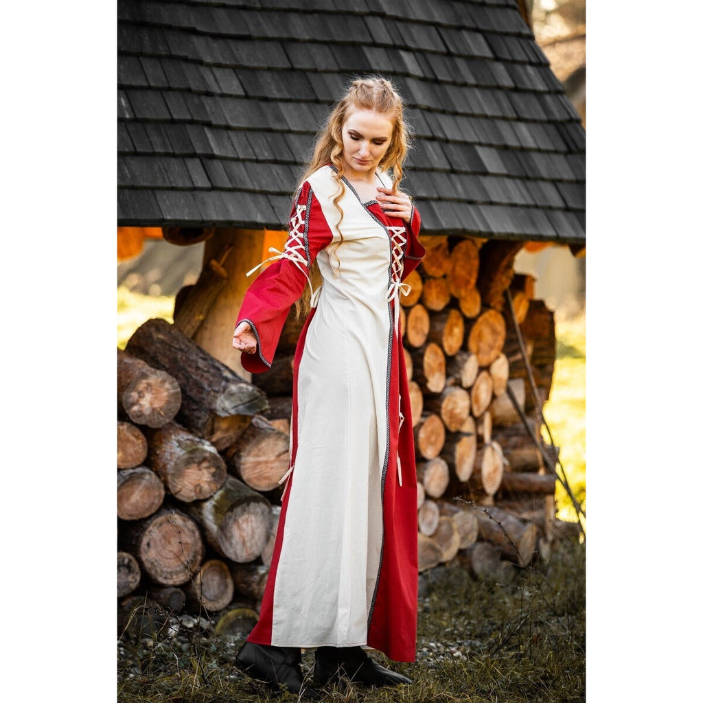 Productafbeelding Middeleeuwse jurk Amalia beige-rood