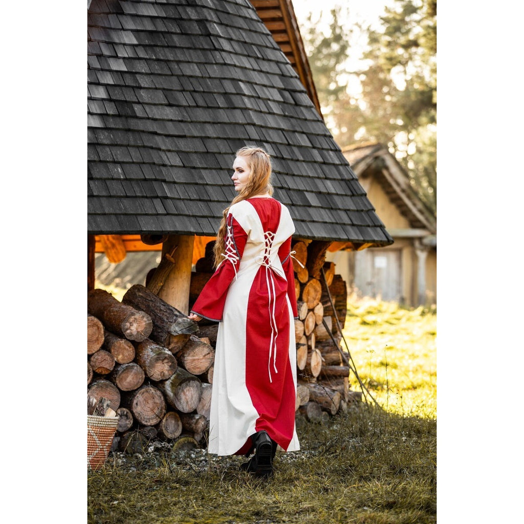 Productafbeelding Middeleeuwse jurk Amalia beige-rood